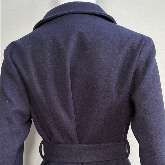 Kate Kasin Black Belted Wool-Blend Coat Jacket Size Medium - Picture 6 of 8